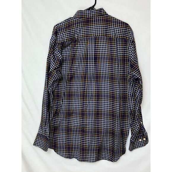 Peter Millar Men's Size Large Blue/White Plaid Long Sleeve Button Down Shirt - Picture 2 of 6